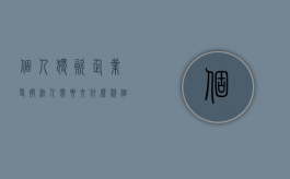 个人独资企业更换法人需要交什么税（个人独资企业更换法人手续）