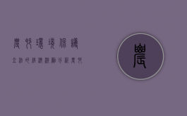 农村环境保护立法的经济激励分析（农村环境保护制度）
