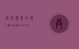 共同领养的孩子抚养问题（共同收养）