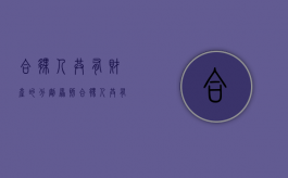 合伙人共有财产的分割原则（合伙人共有财产可以交给法院吗）