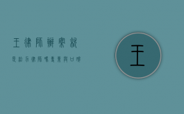 王律师办案就是给力律师吗？专业与口碑的双重考验