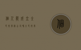 个人能成立全民所有制公司吗（全民所有制企业和有限公司的区别）