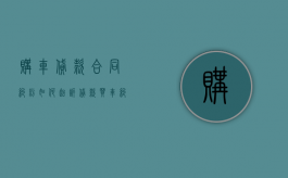 购车贷款合同纠纷如何起诉（贷款买车纠纷法律条文）