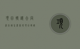 项目转让合同纠纷该怎么处理（项目转让的条件和程序）