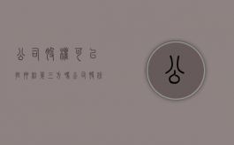 公司股权可以抵押给第三方吗（公司股份可以以公司抵押吗?）