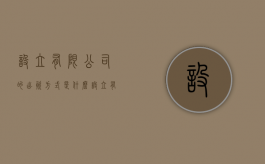 设立有限公司的出资方式是什么（设立有限公司的出资方式是什么意思）