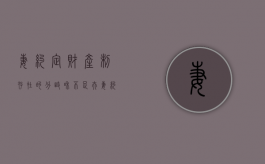 妻约定财产制存在的分歧和不足（夫妻约定财产制的完善）
