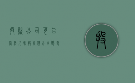 投资公司可以当法人吗（投资类公司变更法人）