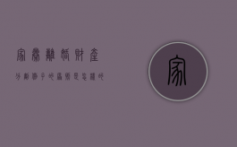 家暴离婚财产分割例子的原则是怎样的（家暴后离婚程序）
