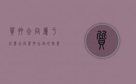 质押合同属于什么合同（质押合同的性质）