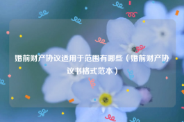 婚前财产协议适用于范围有哪些（婚前财产协议书格式范本）