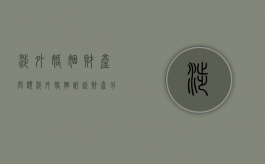 涉外婚姻财产问题（涉外婚姻诉讼财产分割纠纷）