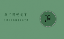 个人独资企业主体的权利与义务（个人独资企业的民事主体资格）
