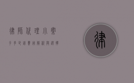 律师代理小案子多少钱？费用解析与选择建议