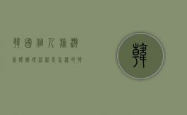 韩国个人旅游签证办理流程是怎样的（韩国旅游签证新政策）