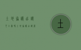 土地协议出让可以卖吗（土地协议出让管理办法）