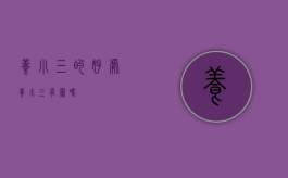养小三的好处（养小三有罪吗）