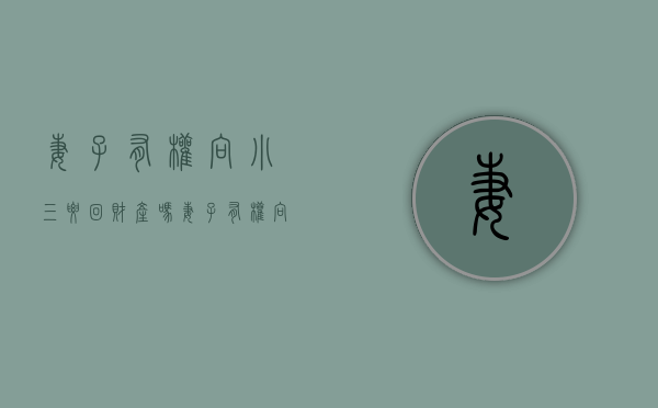 妻子有权向小三要回财产吗（妻子有权向小三要回财产么）