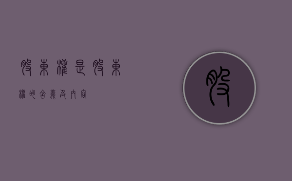 股东权是（股东权的含义及内容）