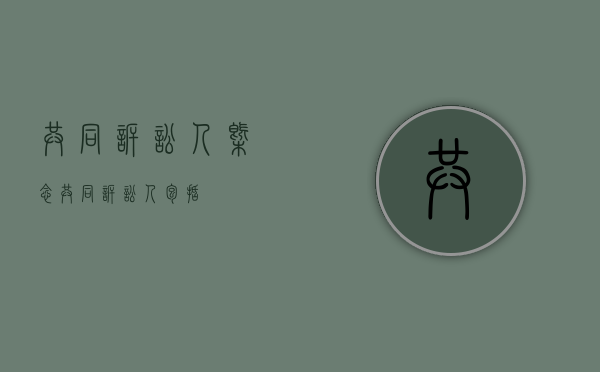 共同诉讼人概念（共同诉讼人包括）