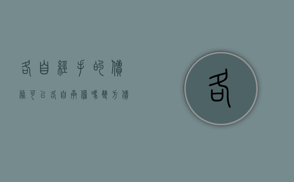 各自经手的债务可以各自承担吗（双方债务各自承担的意思）