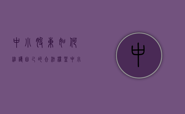 中小股东如何维护自己的合法权益（中小企业股东怎样维护自己利益）