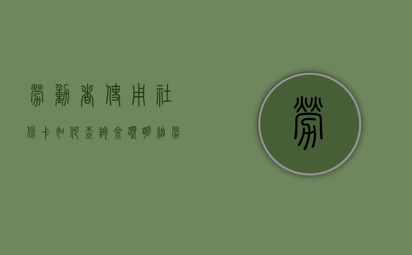 劳动者使用社保卡如何查询余额明细（劳动者使用社保卡如何查询余额呢）