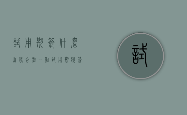 试用期签什么协议合法一点（试用期应签订什么协议）