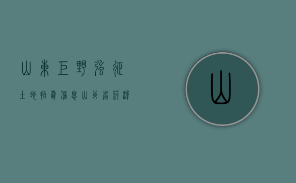 山东巨野强征土地拍卖信息（山东省菏泽市巨野县征地补偿标准）