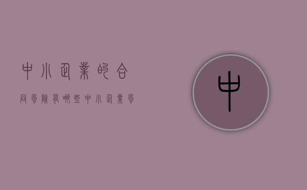 中小企业的合同风险有哪些（中小企业风险防范最新章节更新内容）