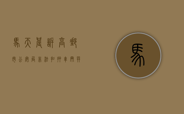 马天晨诉高邮市公安局非法扣押车辆并要求赔偿损失案（马天是谁）