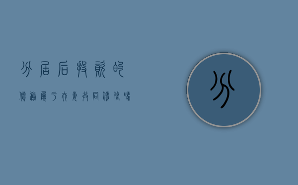 分居后投资的债务属于夫妻共同债务吗（分居后产生的债务怎么分割）