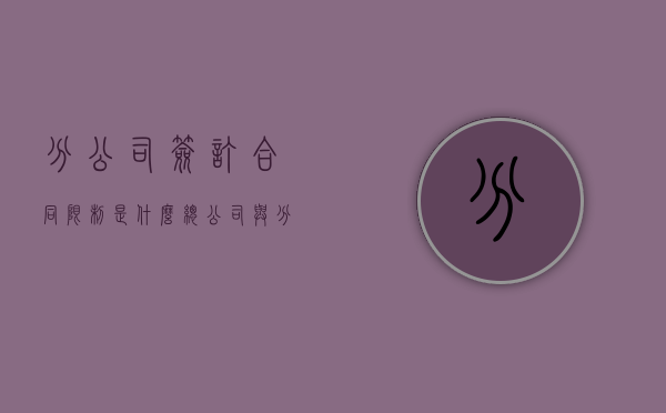 分公司签订合同限制是什么？（总公司与分公司签订的协议怎么写）
