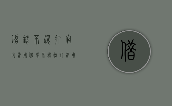 借钱不还打官司费用（借钱不还起诉费用谁出）