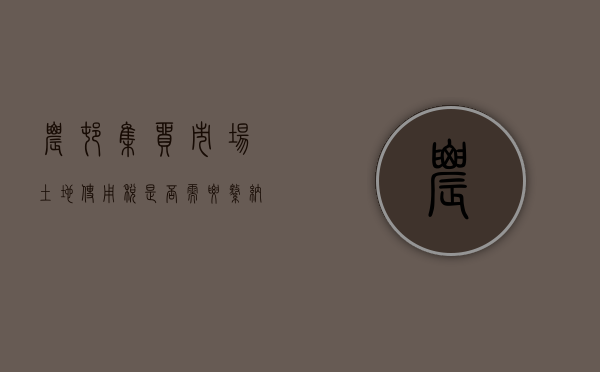 农村集贸市场土地使用税是否需要缴纳（农贸市场的土地优惠政策）