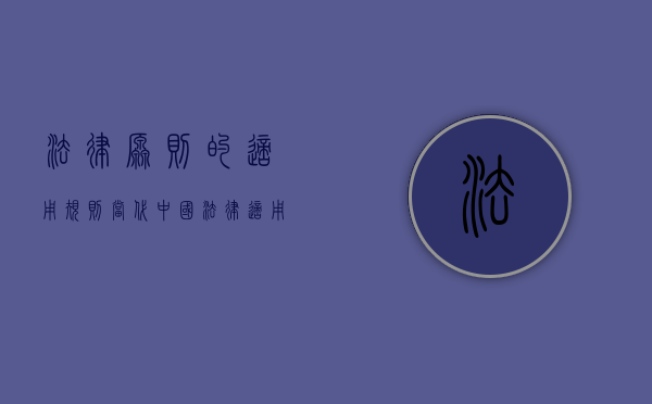 法律原则的适用规则（当代中国法律适用的原则）