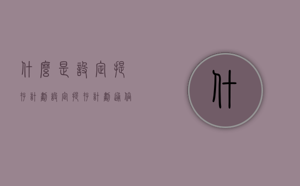 什么是设定提存计划（设定提存计划通俗理解）