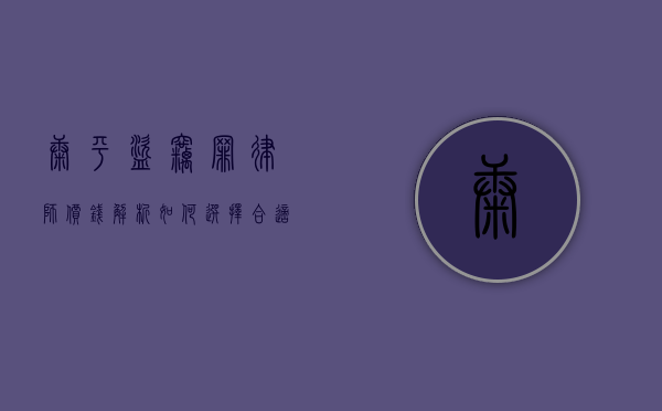 康平盗窃罪律师价钱解析，如何选择合适的法律援助