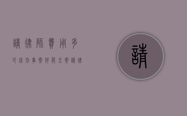 请律师费用多少钱刑事案件能立案（请律师费用多少钱刑事案件可以缓刑）
