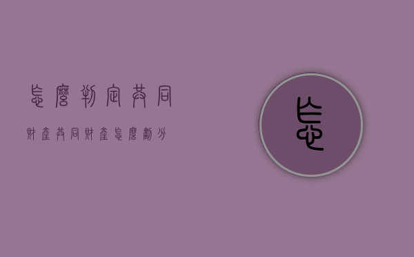 怎么判定共同财产（共同财产怎么划分）