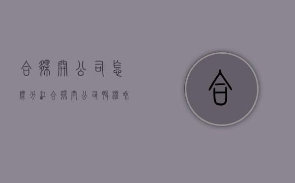 合伙开公司怎么分红（合伙开公司股权和分红怎么分配）