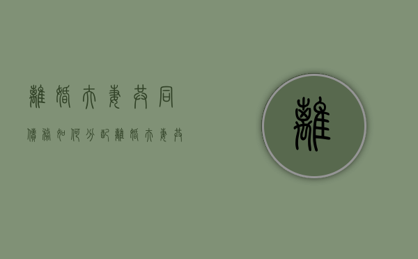 离婚夫妻共同债务如何分配？（离婚夫妻共同债务怎么分割）