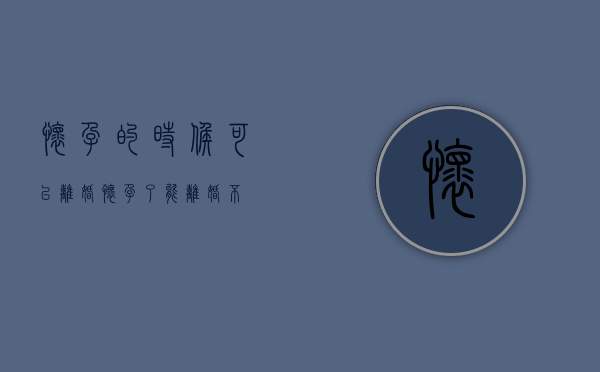 怀孕的时候可以离婚（怀孕了能离婚不）