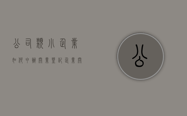 公司类小企业如何申办开业登记（企业开业登记流程）
