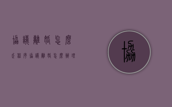 协议离婚怎么走程序（协议离婚怎么办理程序）