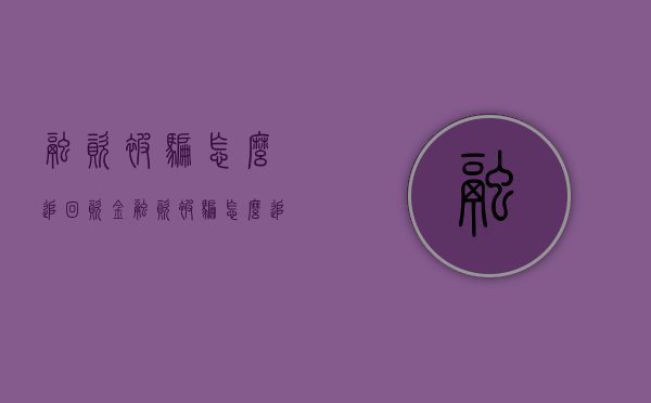 融资被骗怎么追回资金（融资被骗怎么追回资金平台）