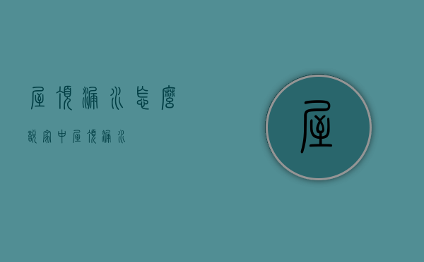 屋顶漏水怎么说（家中屋顶漏水）