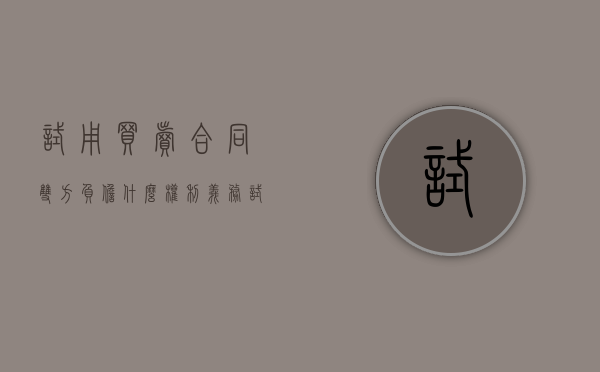 试用买卖合同双方负担什么权利义务（试用买卖中标的物的风险负担包括）