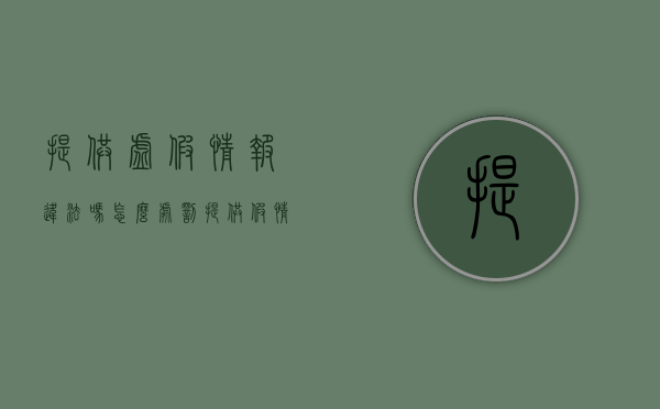 提供虚假情报违法吗怎么处罚（提供假情报会被判间谍罪吗）