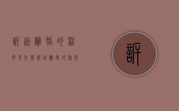 诉讼离婚的程序是什么？（诉讼离婚的条件和程序是什么）
